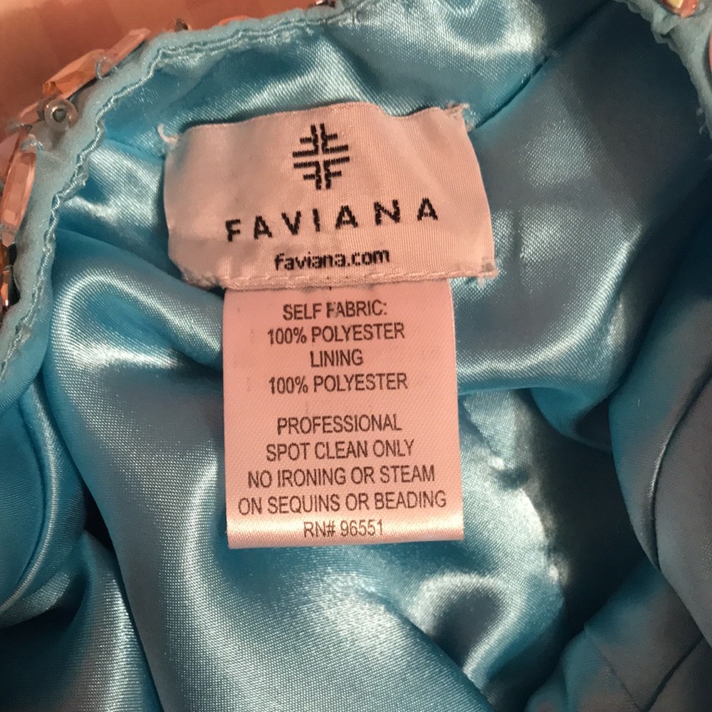 Blue Faviana Prom Dress w rhinestones size 0 - Picture 14 of 17
